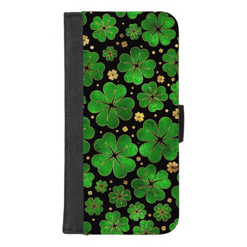 Lucky Shamrock Four_leaf Clover Pattern iPhone 87 Plus Wallet Case