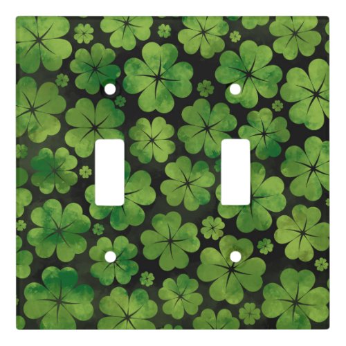 Lucky Shamrock Four_leaf Clover Pattern Watercolor Light Switch Cover