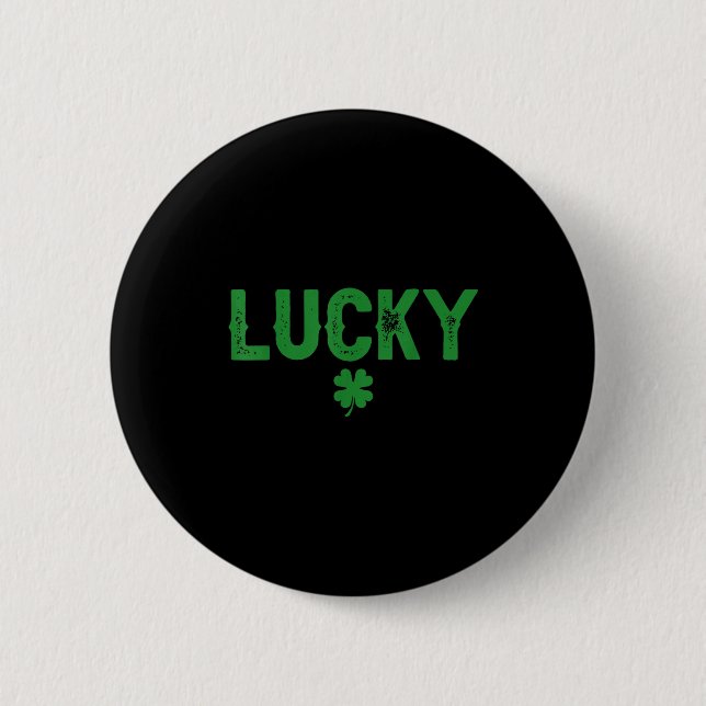 Lucky shamrock funny st patricks day couples  button (Front)