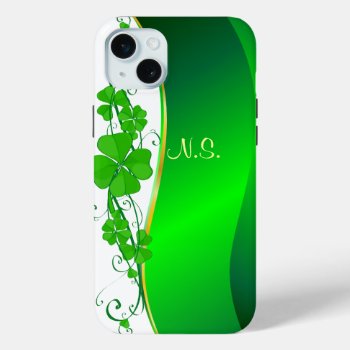 Lucky Shamrock Gold  Faux Glitter Wave Case-mate I Iphone 15 Plus Case by Stangrit at Zazzle