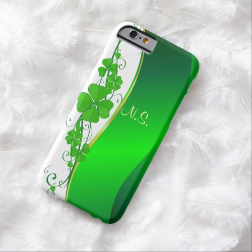 Lucky Shamrock gold  faux glitter wave Barely There iPhone 6 Case