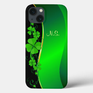 Lucky Shamrock gold  faux glitter wave iPhone 13 Case