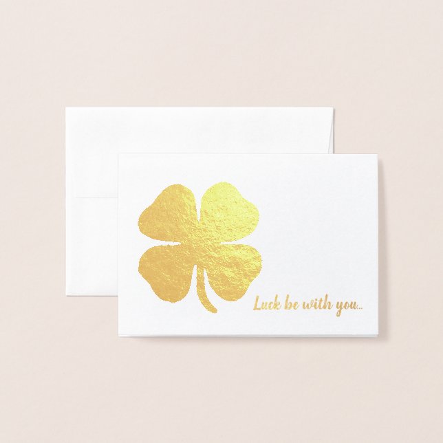 Lucky Shamrock Gold Foil Note Cards (Front With Envelope)