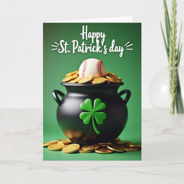 Lucky Shamrock Gold Pot Day Card (Front)