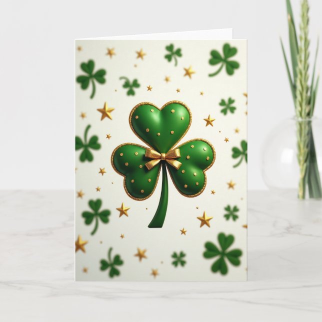 Lucky Shamrock Gold Sparkle Card (Front)