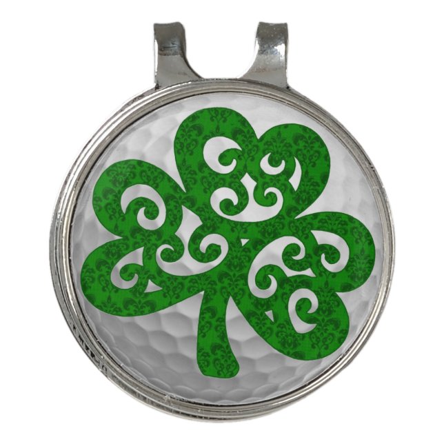 Lucky Shamrock Golf Hat Clip Ball Marker (Front)
