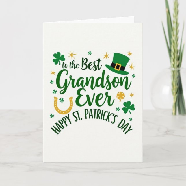 Lucky Shamrock Grandson Card (Front)