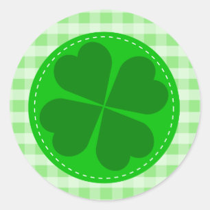 Lucky Shamrock Green Checkered Classic Round Sticker