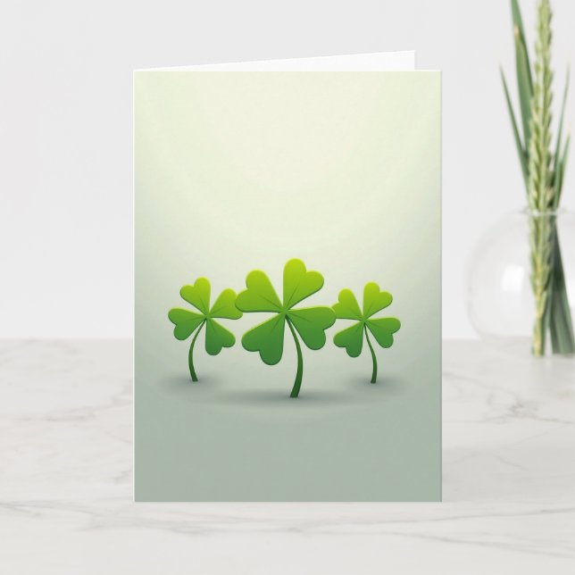 Lucky Shamrock Green Clover Card (Front)