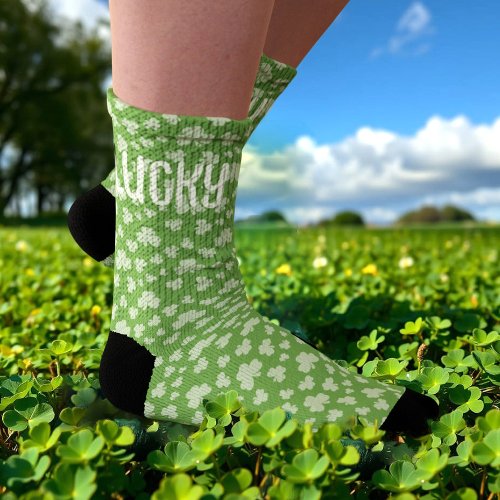 Lucky Shamrock Green Personalized Mens Socks