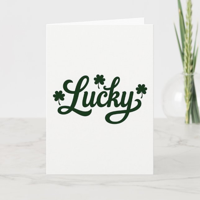 Lucky Shamrock Green Script Card (Front)