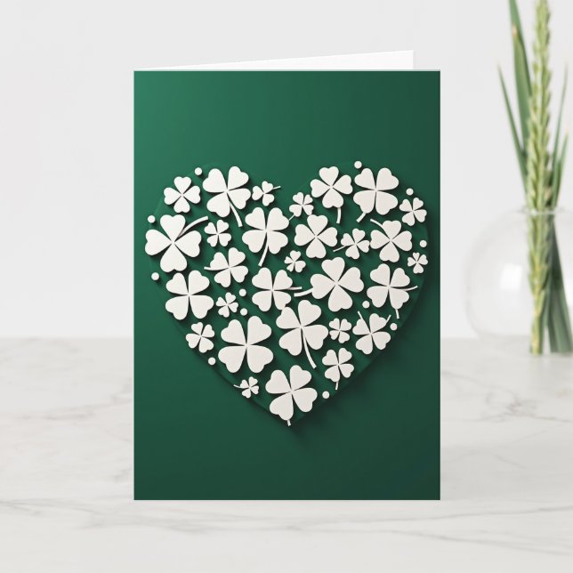 Lucky Shamrock Heart Art Card (Front)