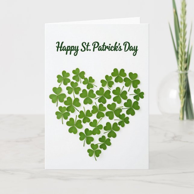 Lucky Shamrock Heart Day Card (Front)