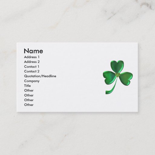 Customizable Lucky Shamrock Hearts 1 Business Cards