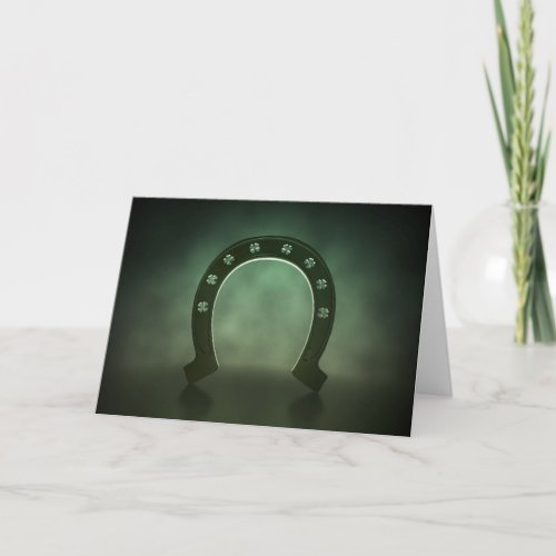 Lucky Shamrock Horseshoe Card