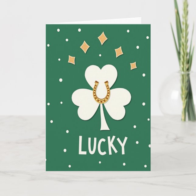 Lucky Shamrock Horseshoe Card (Front)