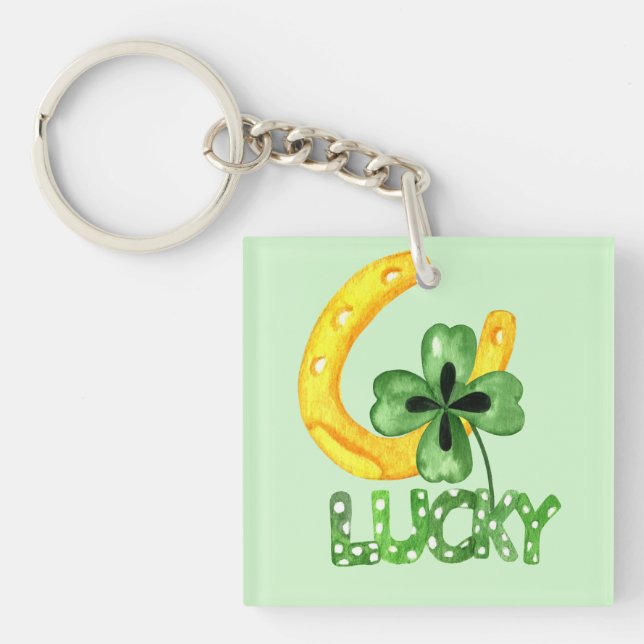Lucky Shamrock & Horseshoe Keychain (Front)
