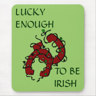 Lucky Shamrock Horseshoes Mouse Pad