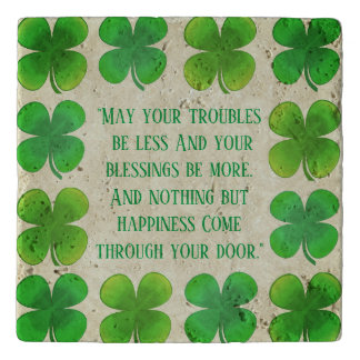 Lucky Shamrock Irish Blessing Trivet