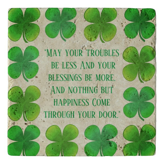 Lucky Shamrock Irish Blessing Trivet (Front)
