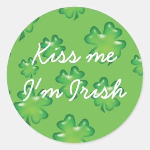 lucky shamrock Irish four_leaf clover St Patrick Classic Round Sticker