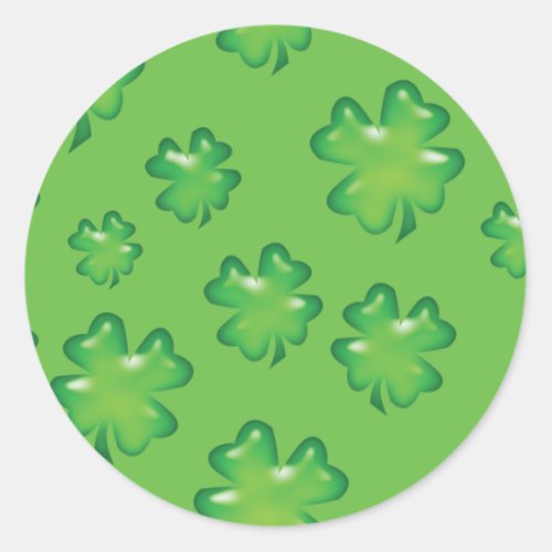 lucky shamrock Irish four_leaf clover St Patrick Classic Round Sticker