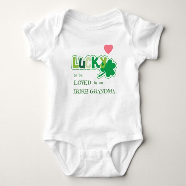 Lucky Shamrock Irish Grandchild Baby Bodysuit (Front)