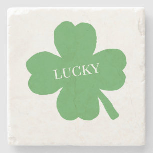 Lucky Shamrock Irish Green Painting Stone Coaster