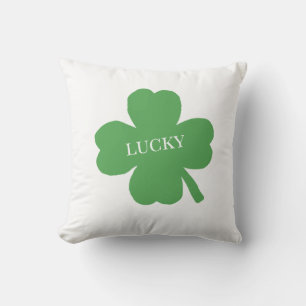 Lucky Shamrock Irish Green Painting Throw Pillow