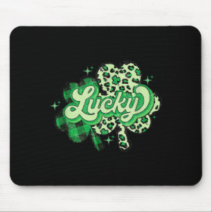 Lucky Shamrock Leopard,checkered Patricks Day Funn Mouse Pad