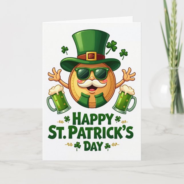 Lucky Shamrock Leprechaun Card (Front)