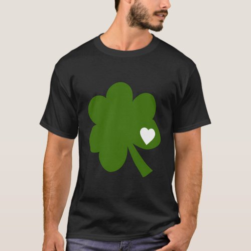 Lucky Shamrock Love _ Four Leaf Clover Heart T_Shirt
