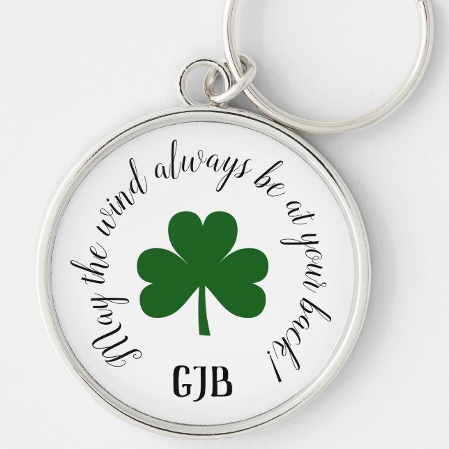 Lucky Shamrock May the wind always be at your back Keychain (Front)
