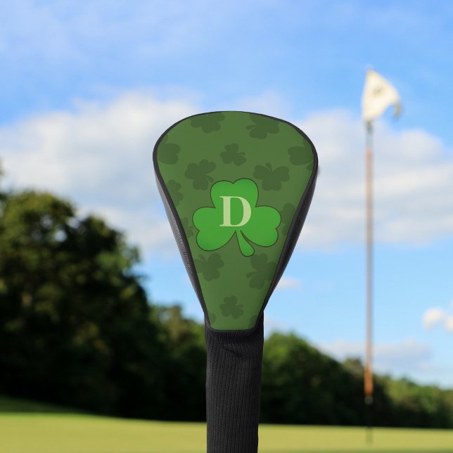 Lucky Shamrock Monogram Green Golf Head Cover (Add your initial to this Lucky Shamrock Golf Head Cover. Suitable for extra luck on the fairway)