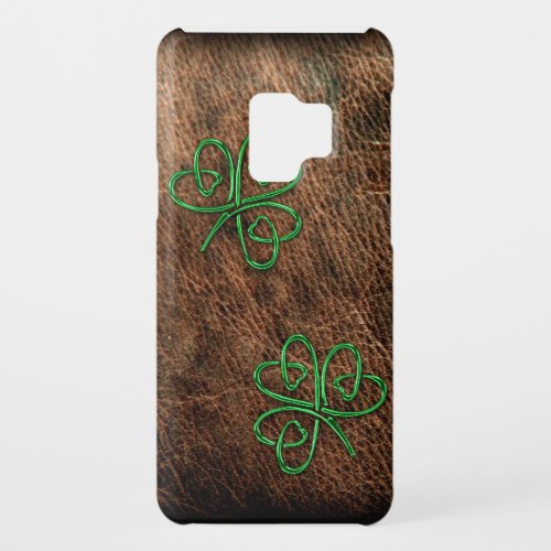 Lucky shamrock on natural leather Case_Mate samsung galaxy s9 case