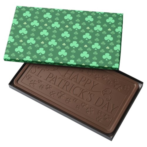 Lucky Shamrock Pattern Milk Chocolate Bar - The luck of the Irish just in time for St. Patrick's Day. Lucky green clovers design. Perfect gift on St. Patrick's Day or any day you're feeling lucky.