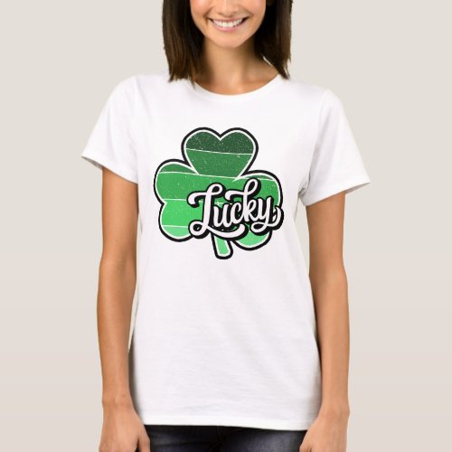 Lucky Shamrock Personalized Back Print Womens T_Shirt