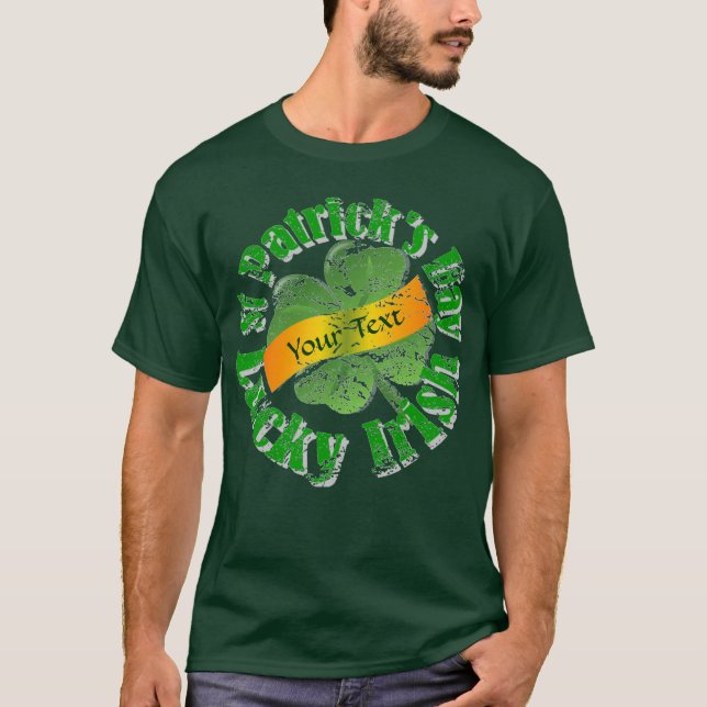 Lucky shamrock personalized  St Patrick's T-Shirt (Front)