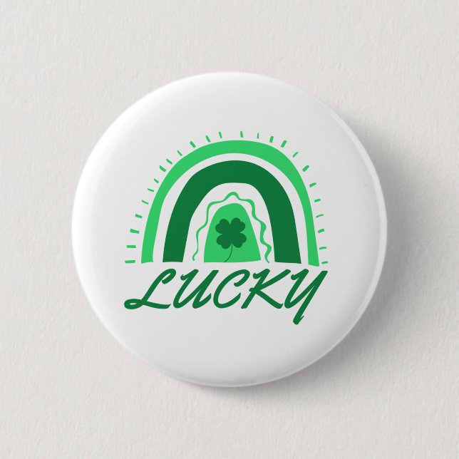 Lucky Shamrock Rainbow Button (Front)