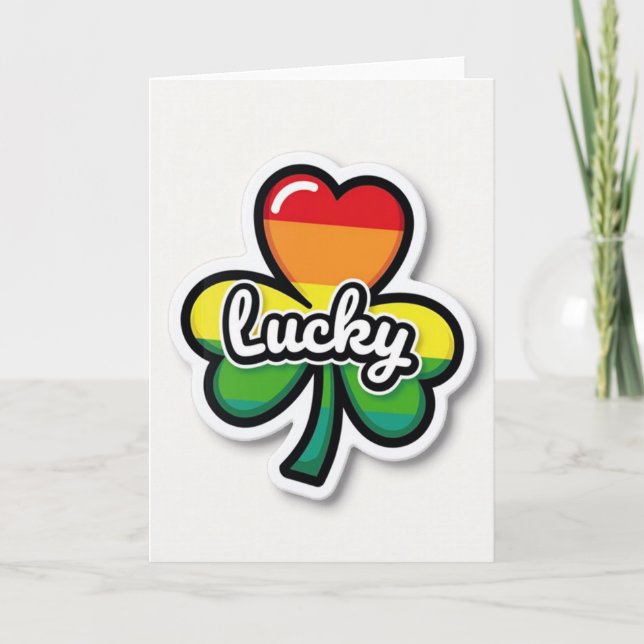 Lucky Shamrock Rainbow Card (Front)