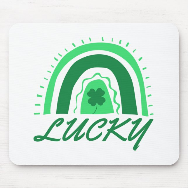 Lucky Shamrock Rainbow Mouse Pad (Front)