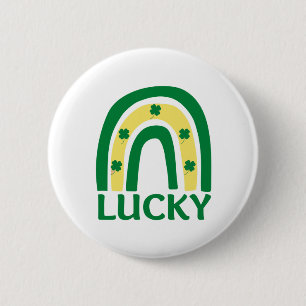 Lucky Shamrock Rainbow St Patricks Button