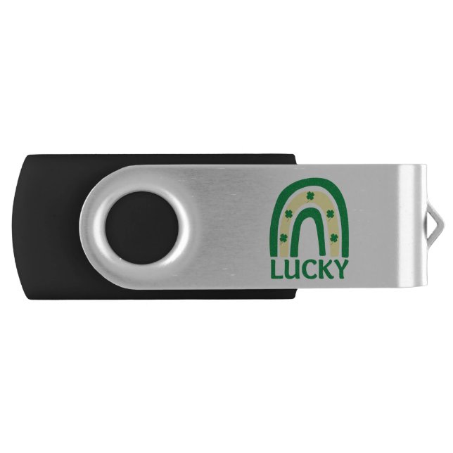 Lucky Shamrock Rainbow St Patricks Flash Drive (Front)