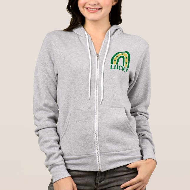 Lucky Shamrock Rainbow St Patricks Hoodie (Front)
