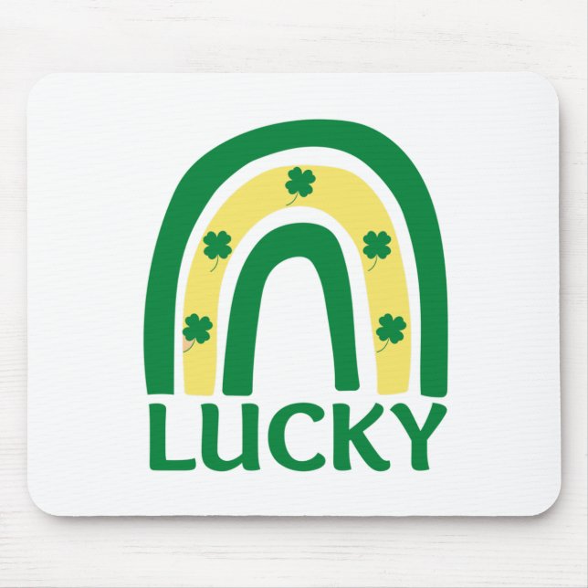 Lucky Shamrock Rainbow St Patricks Mouse Pad (Front)