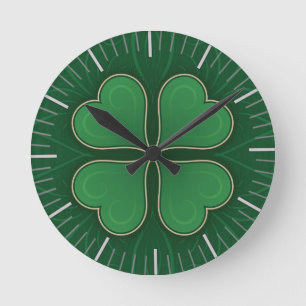 Lucky Shamrock Round Clock
