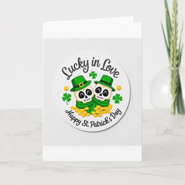 Lucky Shamrock Skeleton Love Card (Front)
