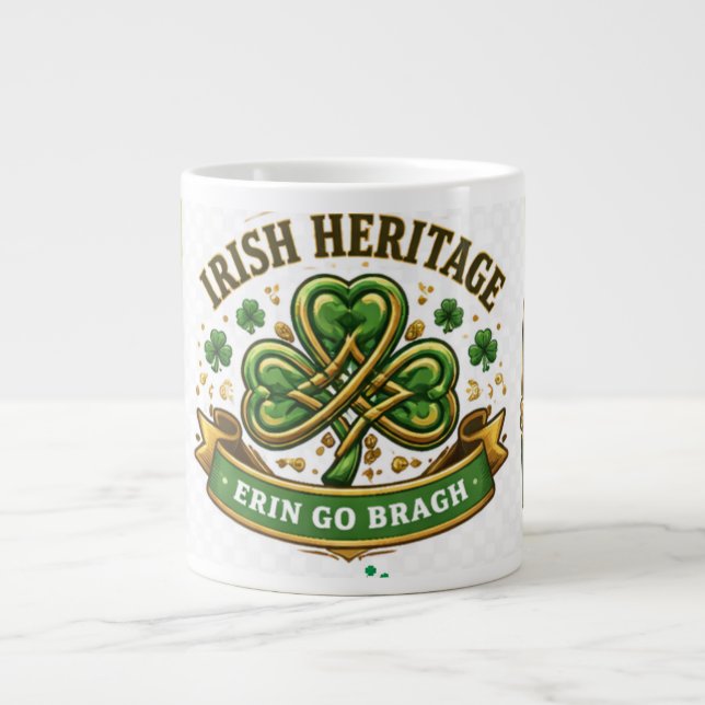 Lucky Shamrock St. Patrick’s Day Design Giant Coffee Mug (Front)
