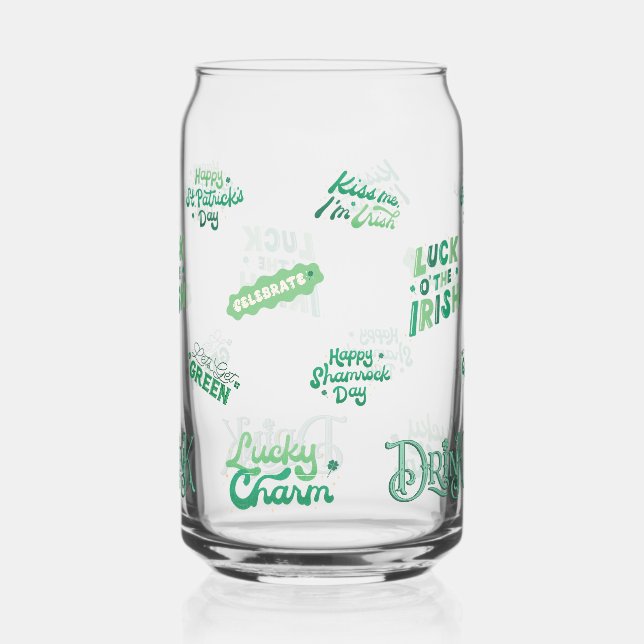 Lucky Shamrock St. Patrick’s Day Pattern  Can Glass (Front)