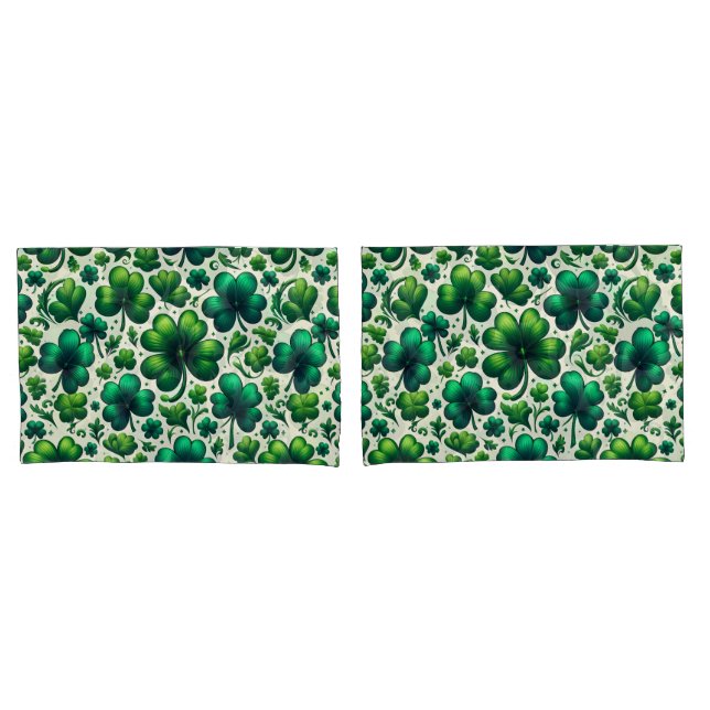 Lucky Shamrock St. Patrick’s Day Pillowcase (Front-Set)
